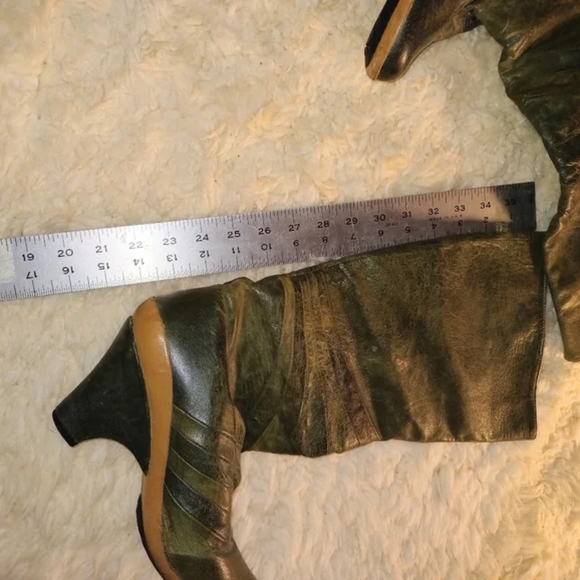 Green vintage Babette heel boots size 9 - Picture 2 of 4